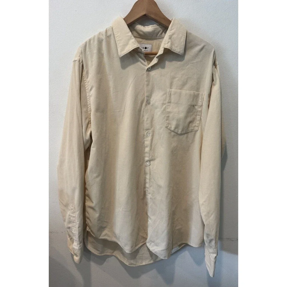 NN07 Errico Pocket 5120 Men’s XXL Cream Corduroy Button Down Shirt Cotton Blend